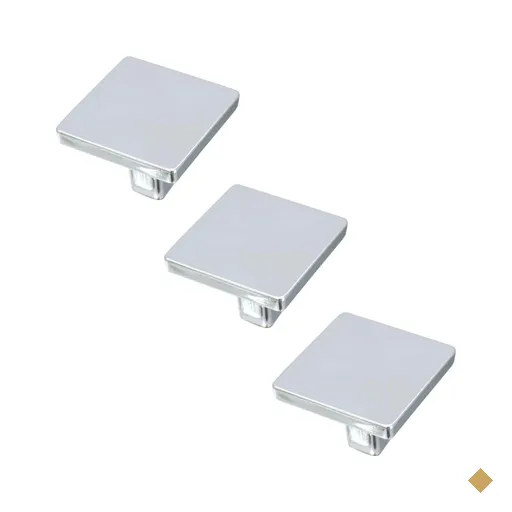 Kit 3 Puxadores Aspen 188 Ponto Quadrado Cromado Para Móvel Armários e Gavetas