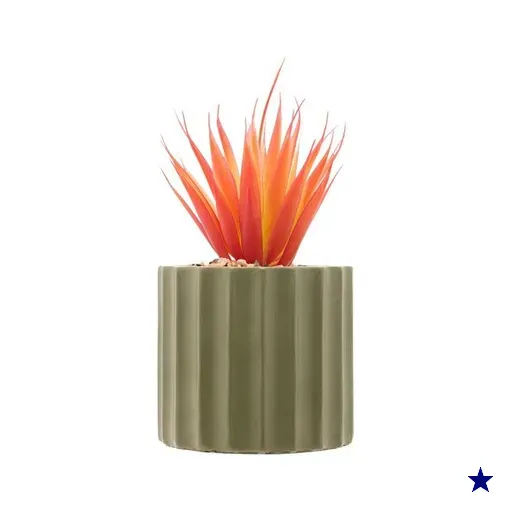 Cachepot com Suculenta Wolff Lines, Cimento, Verde Musgo - 61585