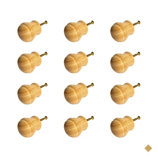 Kit 12 Puxadores de Madeira Redondos P/ Móveis Gavetas Armários Modelo Peão