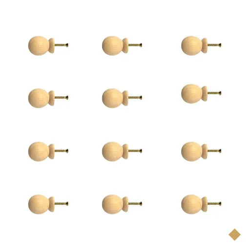 Kit 12 Puxadores de Madeira Redondos P/ Móveis Gavetas Armários Modelo Bola