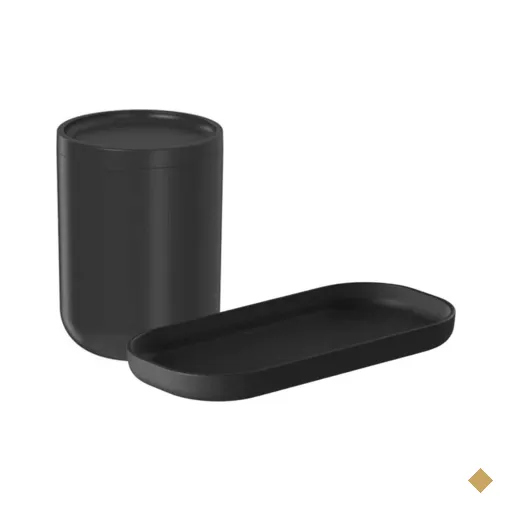 Kit Pote Porta Algodão Cotonete e Bandeja para Bancada Preto Ou Organizador…