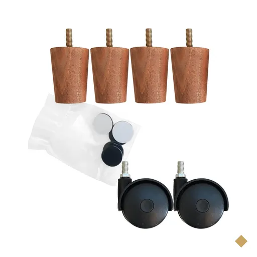 Kit 6 Pés Para Cama Box De Solteiro 4 Fixos E 2 Rodízios Mel