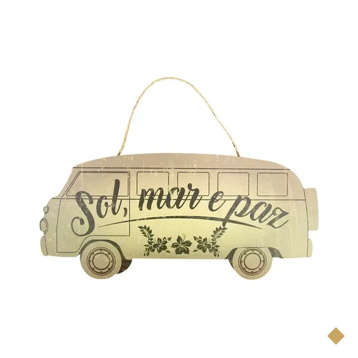 Placa decoração - KOMBI - Sol, Mar e Paz - 40cm