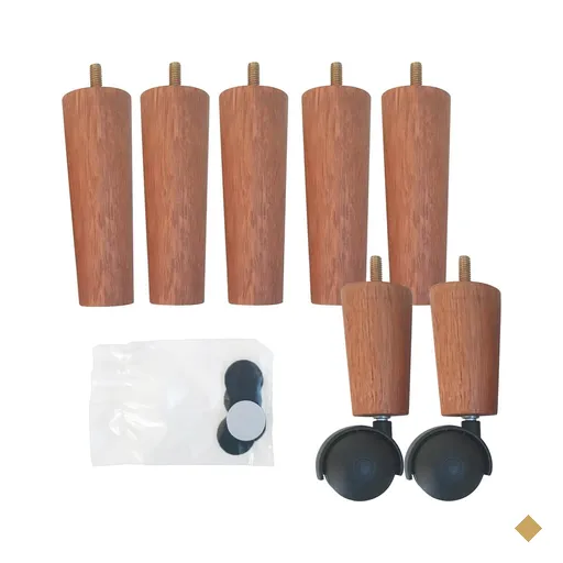 Kit 7 Pes De Cama Box Casal com 5 Pé Palito Fixo 2 Rodizios
