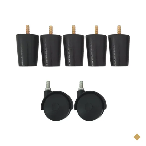 5 Pés Para Cama e 2 Rodizio Para Móveis Cama Box De Casal 6cm