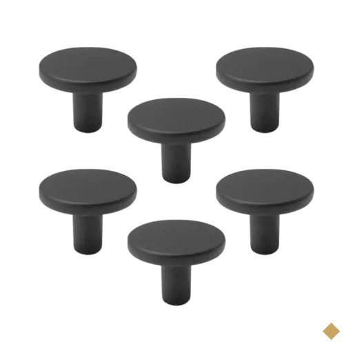 Kit 6 Puxadores Ruiz 191 Ponto Redondos Preto Fosco para Móveis Armários e…