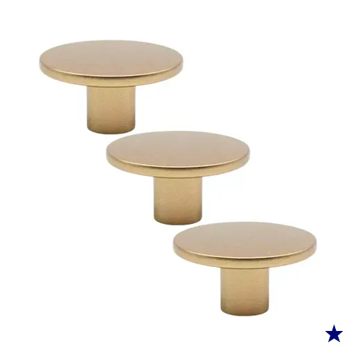 Kit 3 Puxadores 206 Naico Ponto Redondo Dourado Para Móveis Armários e Gavetas