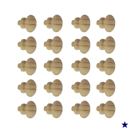 Kit 20 Puxadores de Madeira Redondos Para Móveis Gavetas Armários Modelo Roma…