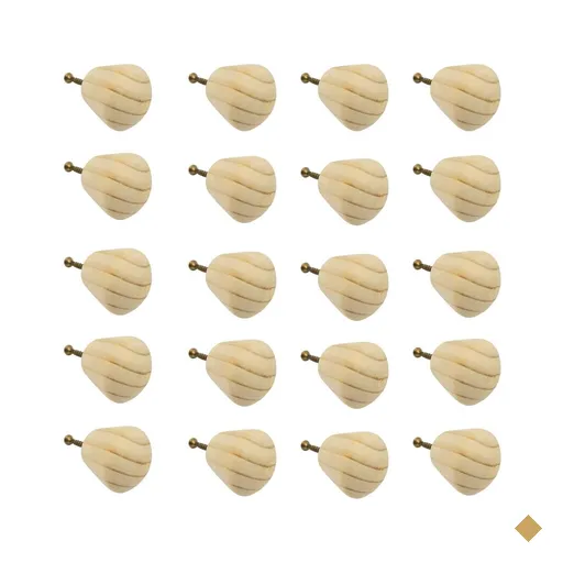 Kit 20 Puxadores de Madeira Redondos Para Móveis Gavetas Armários Modelo Luna