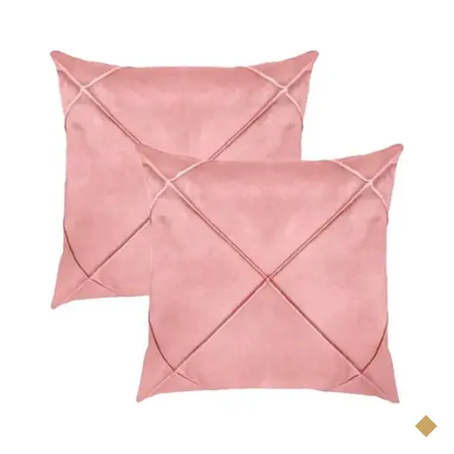 Kit 2 Capa de Almofada Suede Aveludada Drapeada 45x45cm Rosê