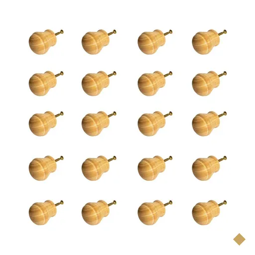 Kit 20 Puxadores de Madeira Redondos P/ Móveis Gavetas Armários Modelo Peão
