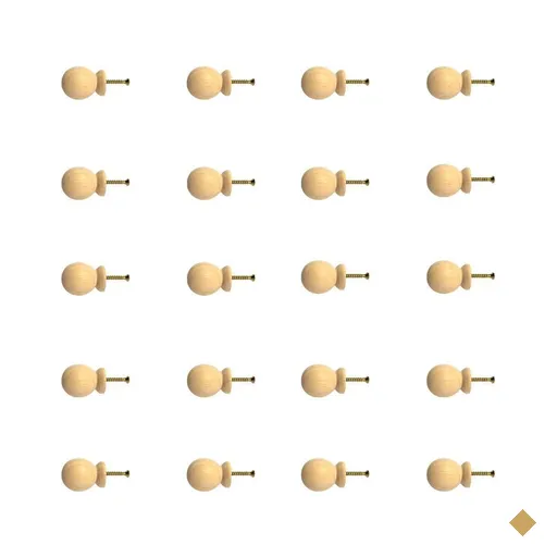 Kit 20 Puxadores de Madeira Redondos P/ Móveis Gavetas Armários Modelo Bola
