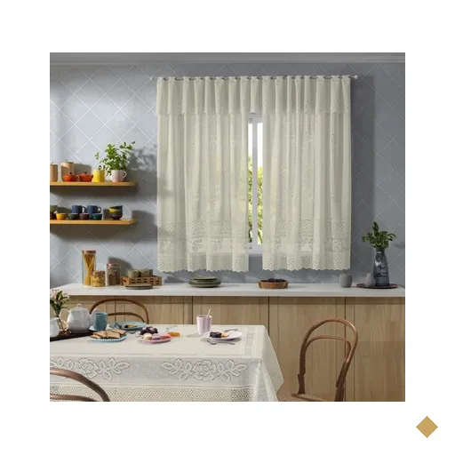 Cortina Renda Interlar Valência Lisa 200 x 120cm Marfim