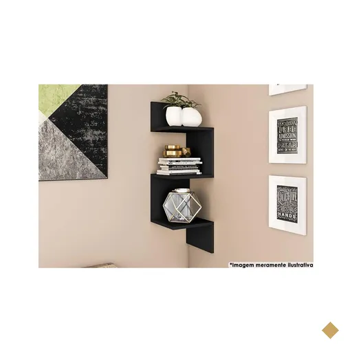 Prateleira Quarto Solteiro AM 3079 Preto - Movelbento