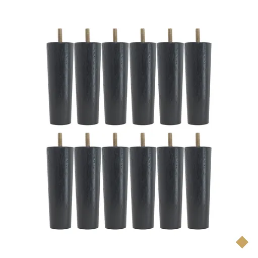 Kit 12 Pés Para Cama Box Baú Solteiro Casal Pé Para Moveis 13cm Preto