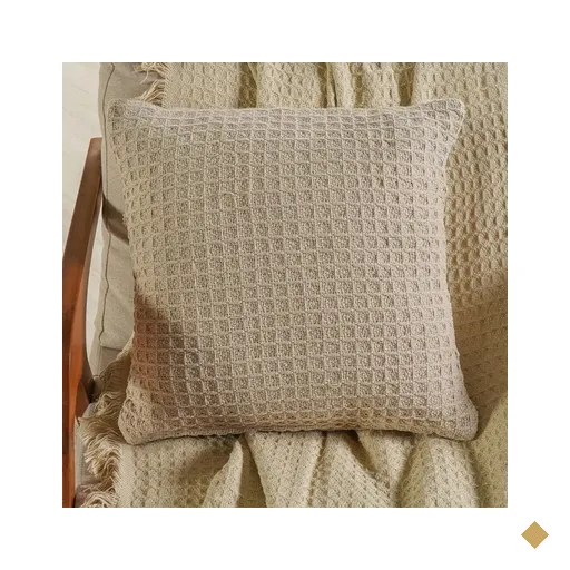 Capa de Almofada Decorativa Waffle 100% Algodão 45x45cm Amendoa