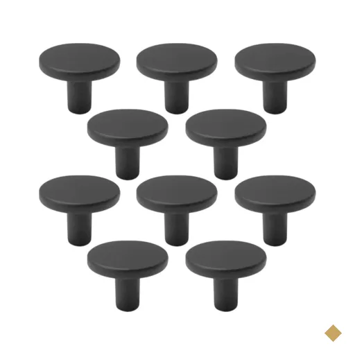 Kit 10 Puxadores Ruiz 191 Ponto Redondos Preto Fosco para Móveis Armários e…
