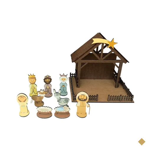 Casinha De Natal Em Mdf Para Montar Presépio Decoração Família Manjedoura