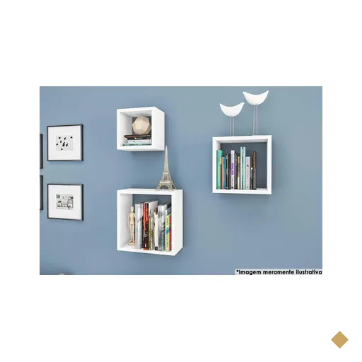 Cubo Quarto Solteiro Nicho Triplo AM 3078 Branco - Movelbento