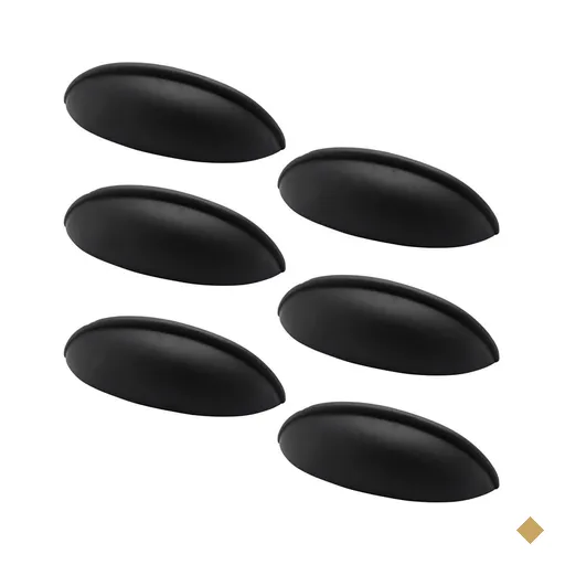 Conjunto 6 Puxadores 332 Aniela Concha Preto Fosco para Móveis Armários e…