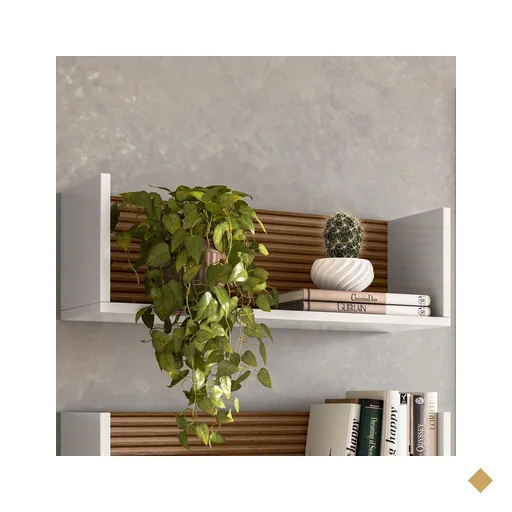 Nicho De Parede 60 cm 14064 Off White Cristal Ripado Madeira Dmad