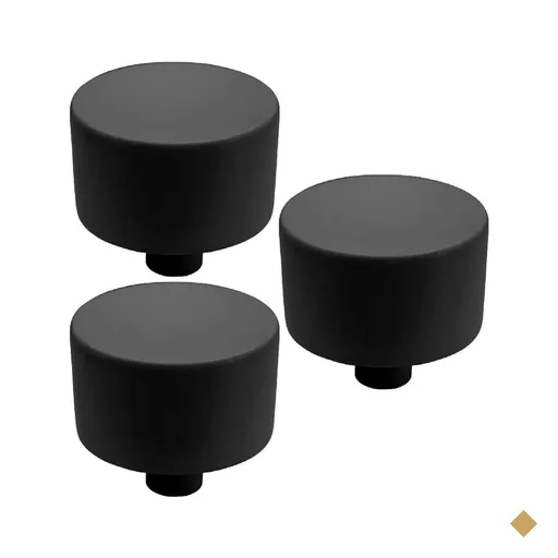 Kit 3 Puxadores 194 YUMA Ponto Preto Fosco Para Móveis Armários e Gavetas