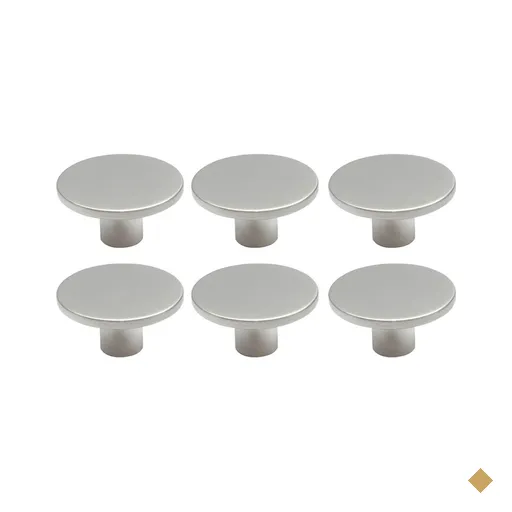 Kit 6 Puxadores 206 Naico Ponto Redondo Cromo Acetinado para