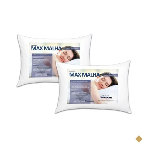Travesseiro Fibras Siliconadas Max Malha 2 Unidades p/Fronha 50x70cm (50x70) -…