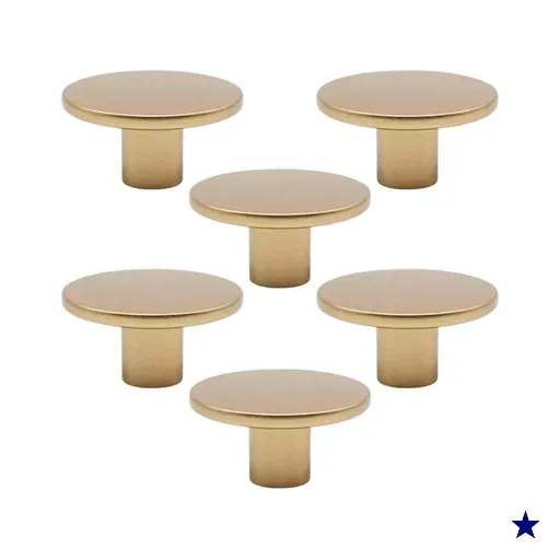 Kit 6 Puxadores 206 Naico Ponto Redondo Dourado Para Móveis Armários e Gavetas