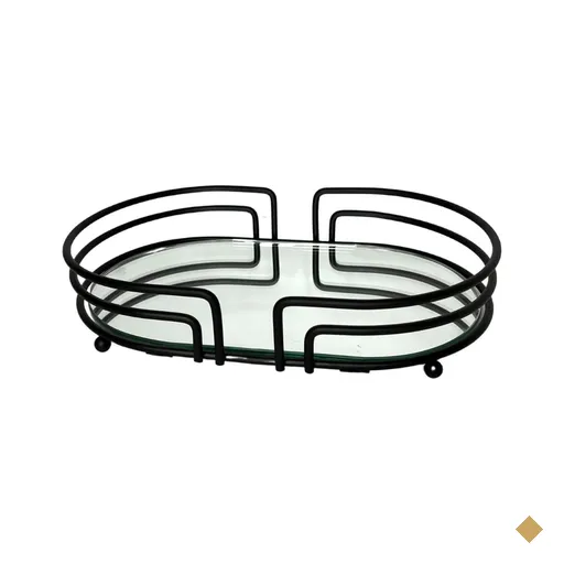 Bandeja Espelhada Oval Decorativa 27x17cm Preto Fosco  Banheiro Aparador Lavabo…