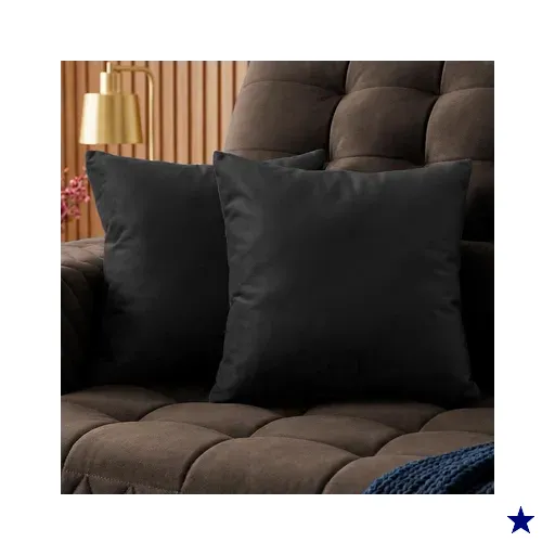 Almofadas Kit Plumie de 45x45cm 2 Uni Velusoft Preto Cama inBox