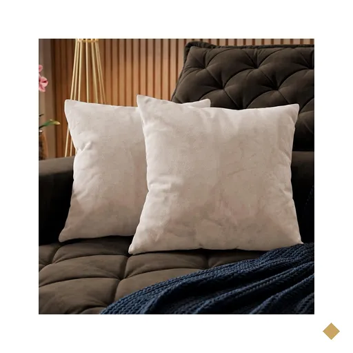 Almofadas Kit Plumie de 45x45cm 2 Uni Boucle Bege Claro Cama inBox