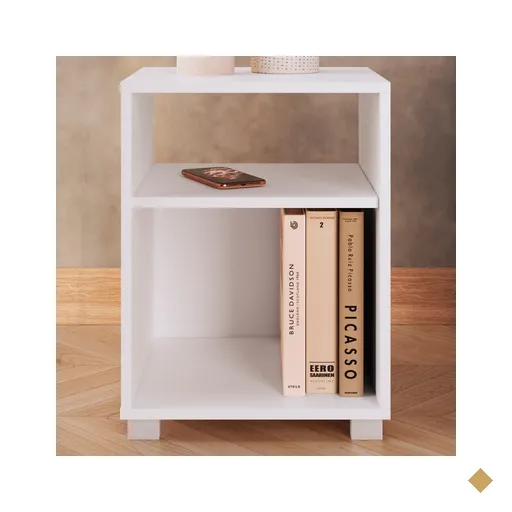 Mesa de Cabeceira Siena 2 Prateleiras Branco - Completa Móveis