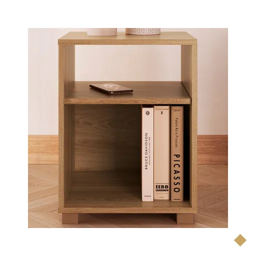 Mesa de Cabeceira Siena 2 Prateleiras Aveiro Oak - Completa Móveis