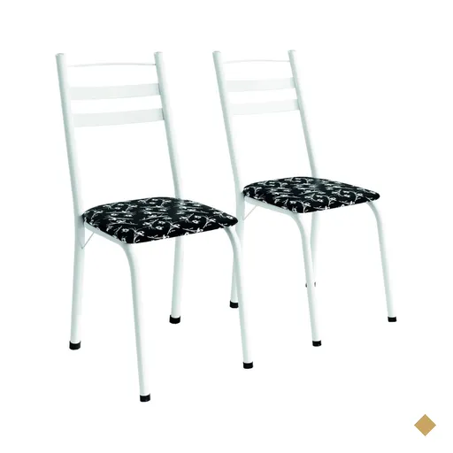 Conjunto Com 2 Cadeiras Tubular Itália Branco Floral Artefamol