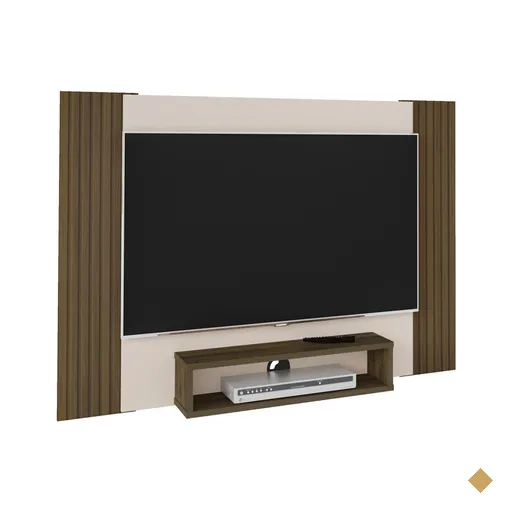 Painel Supenso Para TV 47 Pol 120 cm Pinho Ripado Off White ARLY